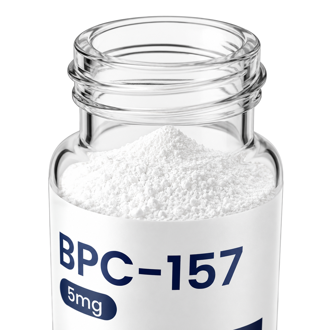 Close-up BPC-157 powder texture