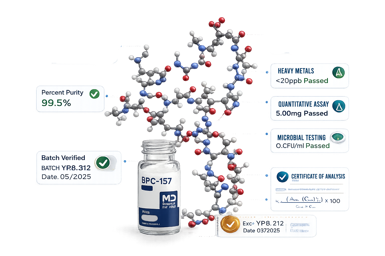 BPC-157 molecular structure and COA testing highlights